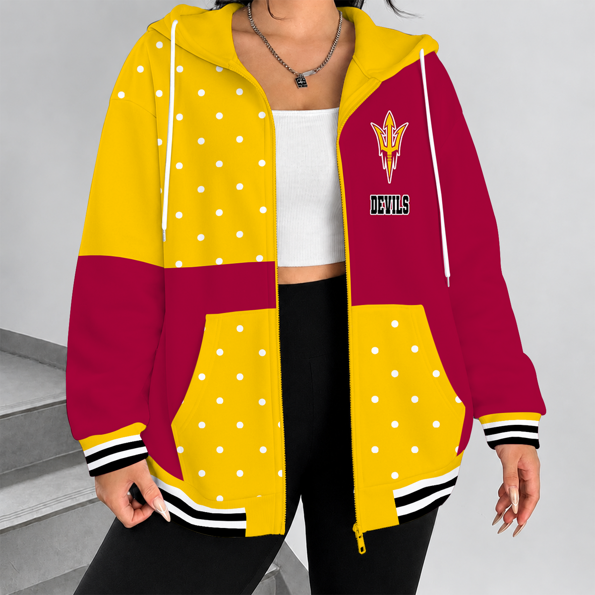 [FAN FAVORITE] NEW CUSTOMIZED NCAA FBS04 ASS ARIZONA STATE SUN DEVILS ZIP HOODIE