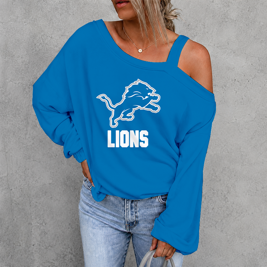[SPECIAL OFFER] NEW CUSTOMIZED NFL04 DTL DETROIT LIONS WOMEN'S OFF-SHOULDER LONG SLEEVE SHIRT