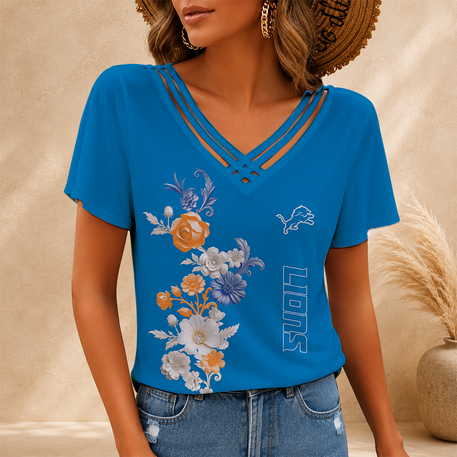[SPECIAL OFFER] NEW CUSTOMIZED NFL04 DTL DETROIT LIONS V-NECK SHIRT