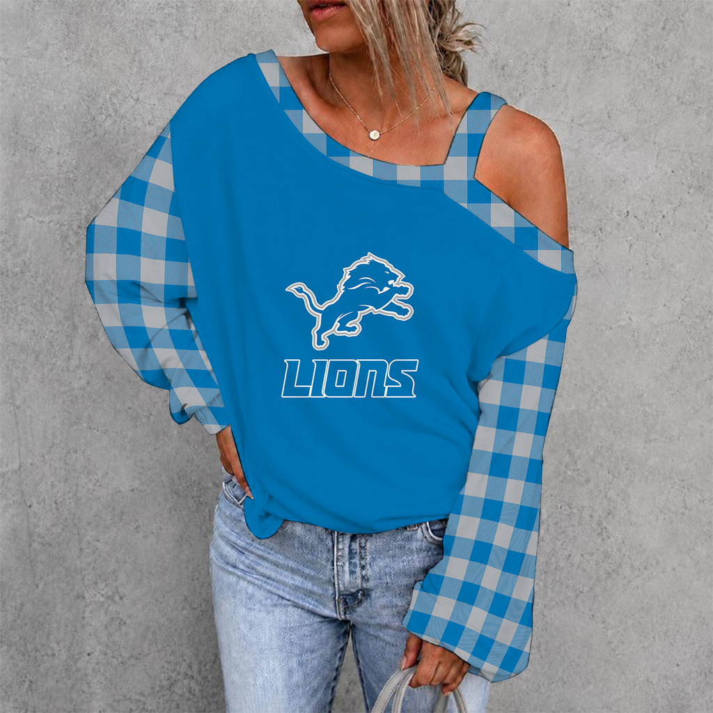 [SPECIAL OFFER] NEW CUSTOMIZED NFL04 DTL DETROIT LIONS WOMEN'S OFF-SHOULDER LONG SLEEVE SHIRT