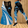 [SPECIAL OFFER] NEW CUSTOMIZED NFL04 DTL DETROIT LIONS HOLLOW TANK TOP & LEGGINGS SET