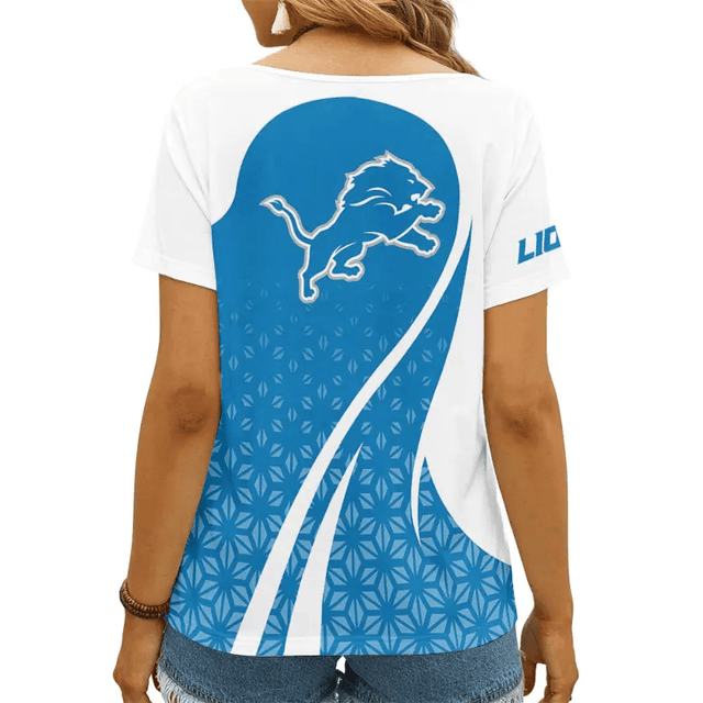 [SPECIAL OFFER] NEW CUSTOMIZED NFL04 DTL DETROIT LIONS V-NECK FEMALE SHIRT