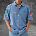 [SPECIAL OFFER] NEW CUSTOMIZED NFL04 DTL DETROIT LIONS SEERSUCKER BUTTON SHIRT