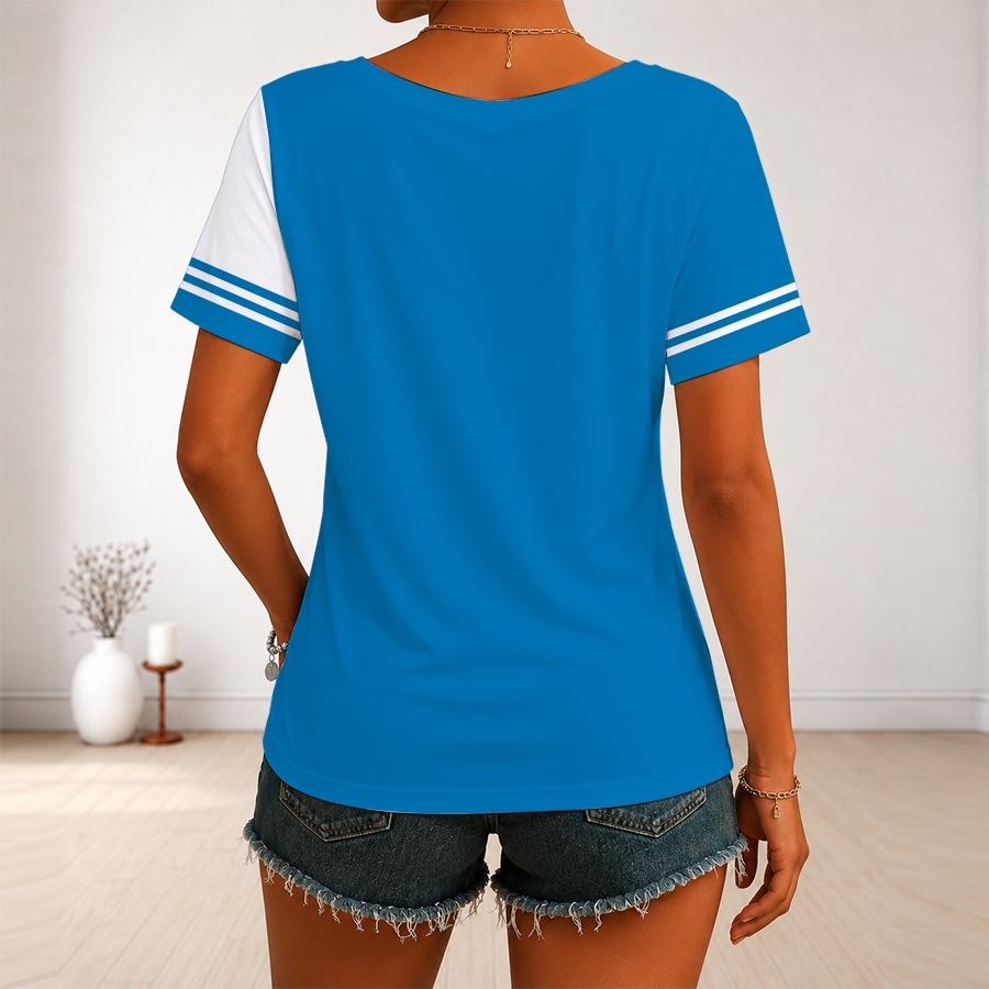 [SPECIAL OFFER] NEW CUSTOMIZED NFL04 DTL DETROIT LIONS V-NECK FEMALE SHIRT