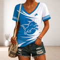[SPECIAL OFFER] NEW CUSTOMIZED NFL04 DTL DETROIT LIONS V-NECK FEMALE SHIRT