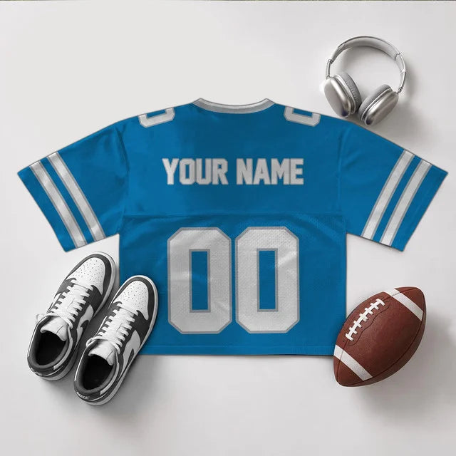 [SPECIAL OFFER] NEW CUSTOMIZED NFL04 DTL DETROIT LIONS V-NECK JERSEY CROP TOP