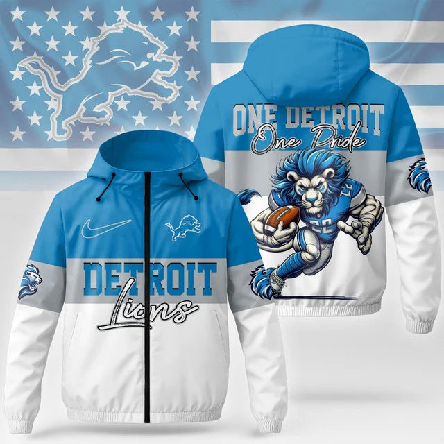 [SPECIAL OFFER] NEW CUSTOMIZED NFL04 DTL DETROIT LIONS WINDBREAKER JACKET
