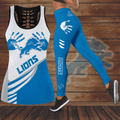[SPECIAL OFFER] NEW CUSTOMIZED NFL04 DTL DETROIT LIONS HOLLOW TANK TOP & LEGGINGS SET