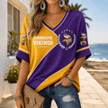 [SPECIAL OFFER] NEW CUSTOMIZED NFL05 MVK MINNESOTA VIKINGS WOMEN'S HEART V-NECK LONG SLEEVE SHIRT