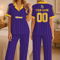 [SPECIAL OFFER] NEW CUSTOMIZED NFL05 MVK MINNESOTA VIKINGS SHORT SLEEVE & LONG PANTS PAJAMAS SET