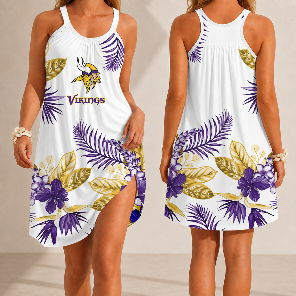 [SPECIAL OFFER] NEW CUSTOMIZED NFL05 MVK MINNESOTA VIKINGS CAMISOLE DRESS