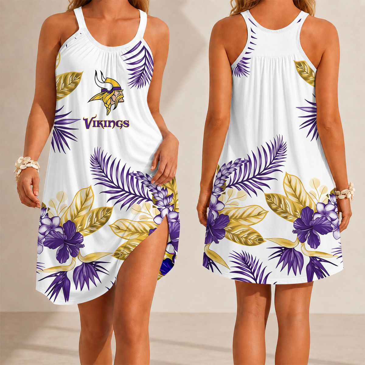 [SPECIAL OFFER] NEW CUSTOMIZED NFL05 MVK MINNESOTA VIKINGS CAMISOLE DRESS