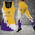 [SPECIAL OFFER] NEW CUSTOMIZED NFL05 MVK MINNESOTA VIKINGS HOLLOW TANK TOP & LEGGINGS SET