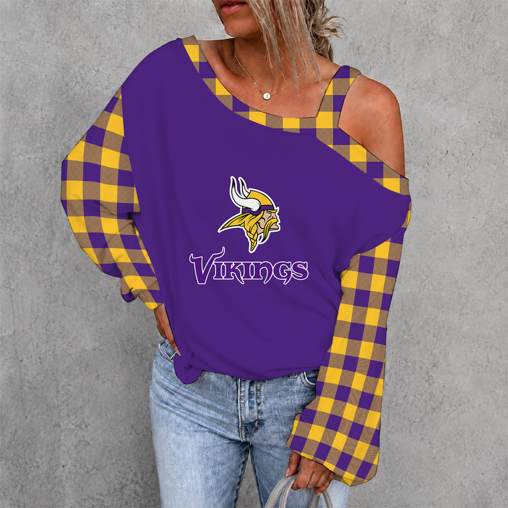 [SPECIAL OFFER] NEW CUSTOMIZED NFL05 MVK MINNESOTA VIKINGS WOMEN'S OFF-SHOULDER LONG SLEEVE SHIRT