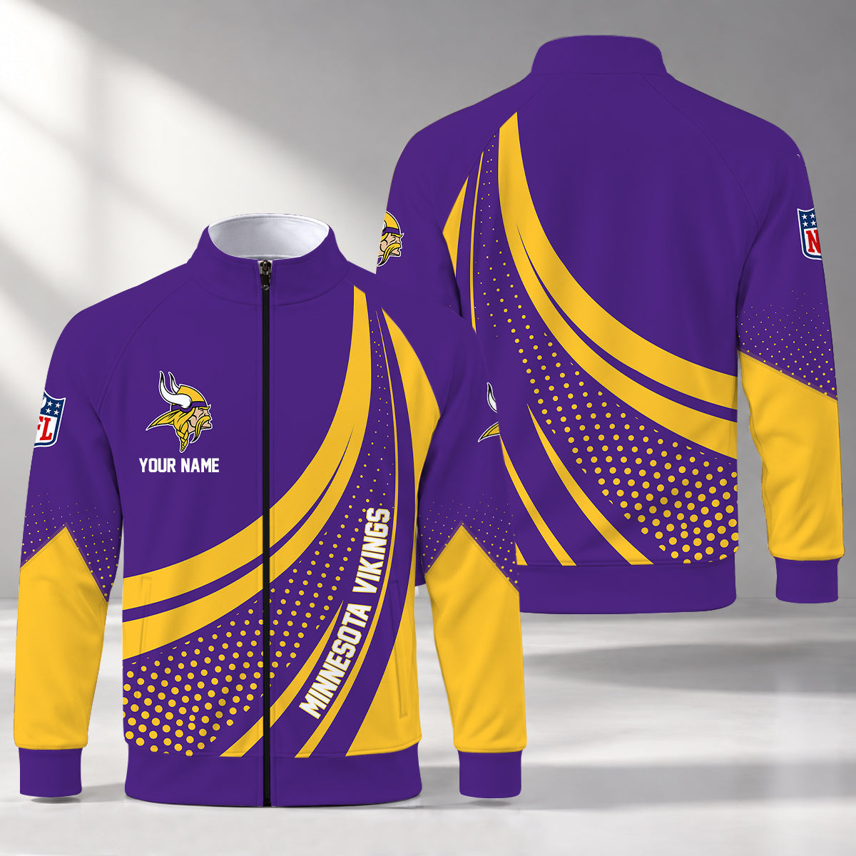 [SPECIAL OFFER] NEW CUSTOMIZED NFL05 MVK MINNESOTA VIKINGS STAND COLLAR JACKET