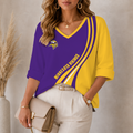 [SPECIAL OFFER] NEW CUSTOMIZED NFL05 MVK MINNESOTA VIKINGS WOMEN'S HEART V-NECK LONG SLEEVE SHIRT