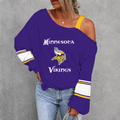 [SPECIAL OFFER] NEW CUSTOMIZED NFL05 MVK MINNESOTA VIKINGS WOMEN'S OFF-SHOULDER LONG SLEEVE SHIRT