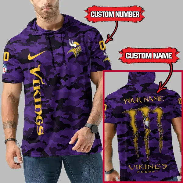 [SPECIAL OFFER] NEW CUSTOMIZED NFL05 MVK MINNESOTA VIKINGS SHORT SLEEVE HOODIE