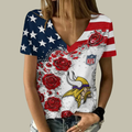 [SPECIAL OFFER] NEW CUSTOMIZED NFL05 MVK MINNESOTA VIKINGS V-NECK FEMALE SHIRT