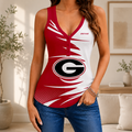 [FAN FAVORITE] NEW CUSTOMIZED NCAA FBS06 GEB GEORGIA BULLDOGS WOMEN'S V-NECK TANK TOP
