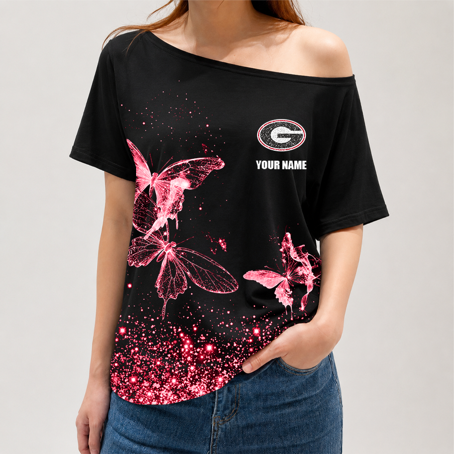 [FAN FAVORITE] NEW CUSTOMIZED NCAA FBS06 GEB GEORGIA BULLDOGS OFF-SHOULDER SHIRT
