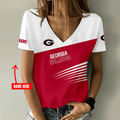 [FAN FAVORITE] NEW CUSTOMIZED NCAA FBS06 GEB GEORGIA BULLDOGS V-NECK FEMALE SHIRT