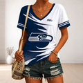 [SPECIAL OFFER] NEW CUSTOMIZED NFL06 SSH SEATLLE SEAHAWKS V-NECK FEMALE SHIRT