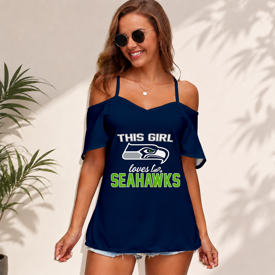 [SPECIAL OFFER] NEW CUSTOMIZED NFL06 SSH SEATTLE SEAHAWKS WOMEN'S STRAPPY OFF-SHOULDER TOP