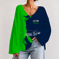 [SPECIAL OFFER] NEW CUSTOMIZED NFL06 SSH SEATTLE SEAHAWKS V NECK LONG SLEEVED CROP TOP