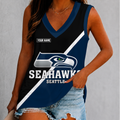 [SPECIAL OFFER] NEW CUSTOMIZED NFL06 SSH SEATTLE SEAHAWKS WOMEN'S V-NECK TANK TOP
