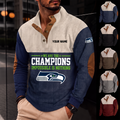 [SPECIAL OFFER] NEW CUSTOMIZED NFL06 SSH SEATTLE SEAHAWKS BUTTON SWEATSHIRTS STAND COLLAR