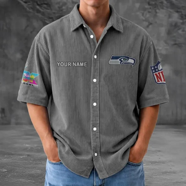 [SPECIAL OFFER] NEW CUSTOMIZED NFL06 SSH SEATTLE SEAHAWKS SEERSUCKER BUTTON SHIRT