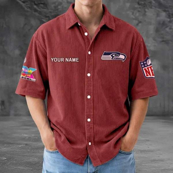 [SPECIAL OFFER] NEW CUSTOMIZED NFL06 SSH SEATTLE SEAHAWKS SEERSUCKER BUTTON SHIRT