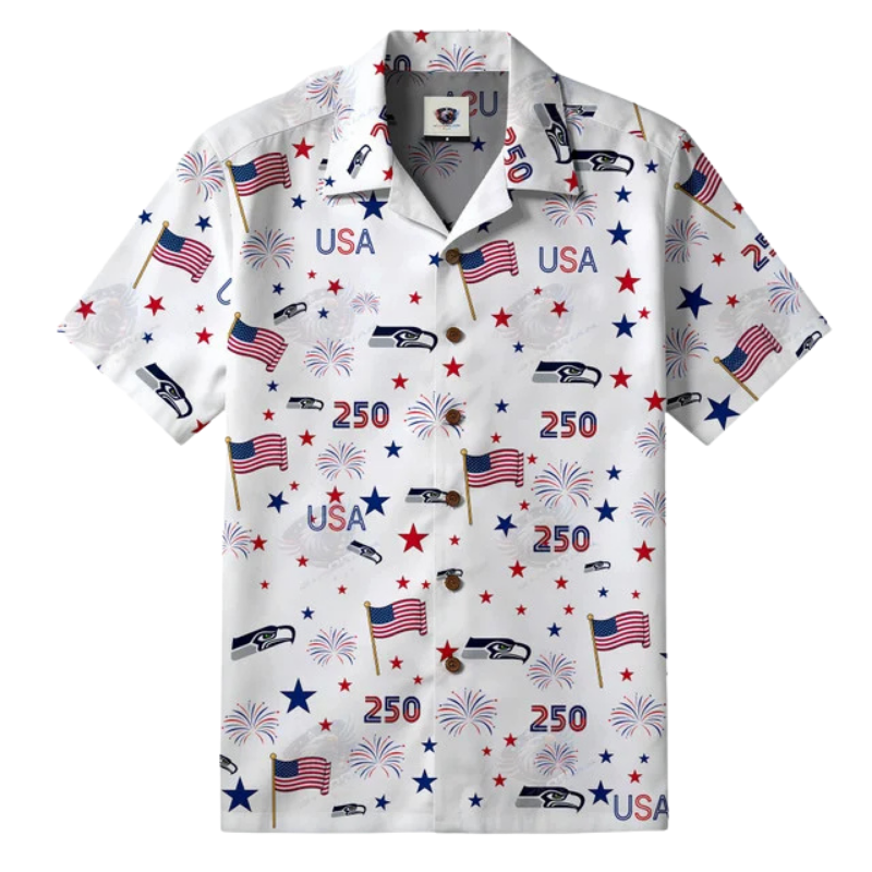 [SPECIAL OFFER] NEW CUSTOMIZED NFL06 SSH SEATTLE SEAHAWKS PATRIOTIC 250 USA HAWAIIAN SHIRT