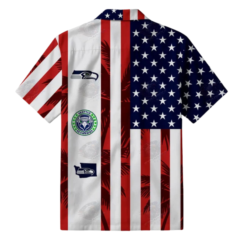 [SPECIAL OFFER] NEW CUSTOMIZED NFL06 SSH SEATTLE SEAHAWKS PATRIOTIC 250 USA HAWAIIAN SHIRT