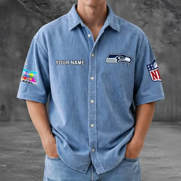 [SPECIAL OFFER] NEW CUSTOMIZED NFL06 SSH SEATTLE SEAHAWKS SEERSUCKER BUTTON SHIRT
