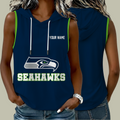 [SPECIAL OFFER] NEW CUSTOMIZED NFL06 SSH SEATTLE SEAHAWKS WOMEN'S SLEEVELESS HOODED POCKET TANK TOP
