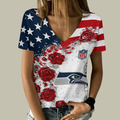 [SPECIAL OFFER] NEW CUSTOMIZED NFL06 SSH SEATLLE SEAHAWKS V-NECK FEMALE SHIRT