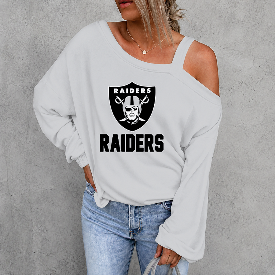[SPECIAL OFFER] NEW CUSTOMIZED NFL07 LVR LAS VEGAS RAIDERS WOMEN'S OFF-SHOULDER LONG SLEEVE SHIRT