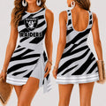 [SPECIAL OFFER] NEW CUSTOMIZED NFL07 LVR LAS VEGAS RAIDERS WOMEN'S SUMMER SKORT DRESS