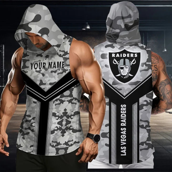 [SPECIAL OFFER] NEW CUSTOMIZED NFL07 LVR LAS VEGAS RAIDERS HOODED TANK TOP