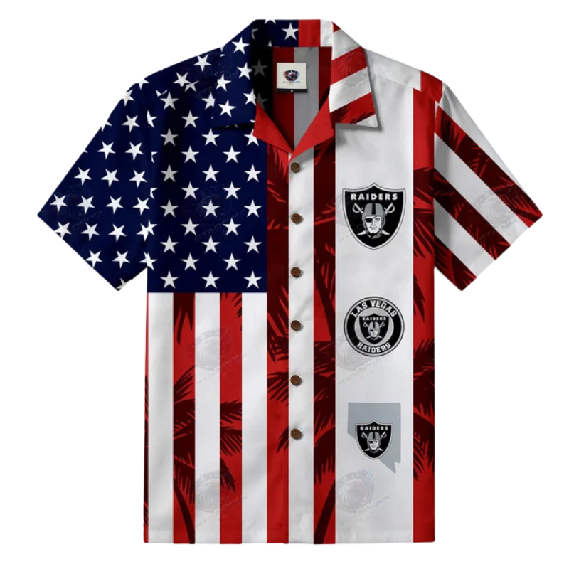 [SPECIAL OFFER] NEW CUSTOMIZED NFL07 LVR LAS VEGAS RAIDERS PATRIOTIC 250 USA HAWAIIAN SHIRT
