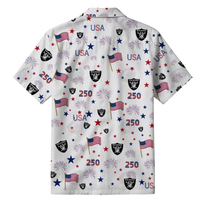 [SPECIAL OFFER] NEW CUSTOMIZED NFL07 LVR LAS VEGAS RAIDERS PATRIOTIC 250 USA HAWAIIAN SHIRT