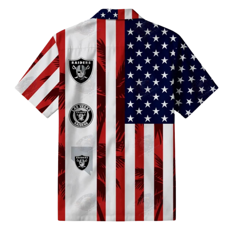 [SPECIAL OFFER] NEW CUSTOMIZED NFL07 LVR LAS VEGAS RAIDERS PATRIOTIC 250 USA HAWAIIAN SHIRT