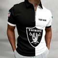 [SPECIAL OFFER] NEW CUSTOMIZED NFL07 LVR LAS VEGAS RAIDERS ZIP POLO SHIRT