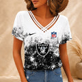 [SPECIAL OFFER] NEW CUSTOMIZED NFL07 LVR LAS VEGAS RAIDERS V-NECK SHIRT