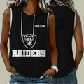 [SPECIAL OFFER] NEW CUSTOMIZED NFL07 LVR LAS VEGAS RAIDERS WOMEN'S SLEEVELESS HOODED POCKET TANK TOP