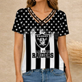 [SPECIAL OFFER] NEW CUSTOMIZED NFL07 LVR LAS VEGAS RAIDERS V-NECK SHIRT