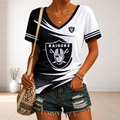 [SPECIAL OFFER] NEW CUSTOMIZED NFL07 LVR LAS VEGAS RAIDERS V-NECK FEMALE SHIRT