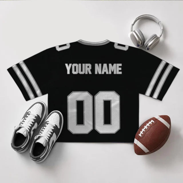 [SPECIAL OFFER] NEW CUSTOMIZED NFL07 LVR LAS VEGAS RAIDERS V-NECK JERSEY CROP TOP
